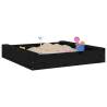 Black Square Solid Wood Pine Sandbox with Seats | Hipomarket