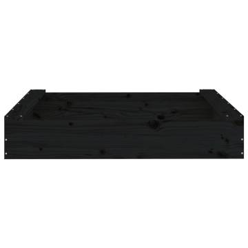 Black Square Solid Wood Pine Sandbox with Seats | Hipomarket