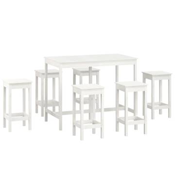 7 Piece White Solid Wood Pine Bar Set - Stylish & Sturdy