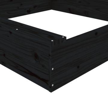 Black Square Solid Wood Pine Sandbox with Seats | Hipomarket