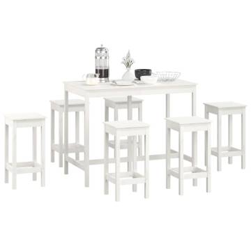 7 Piece White Solid Wood Pine Bar Set - Stylish & Sturdy