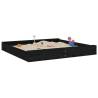 Black Square Solid Wood Pine Sandbox with Seats - Hipomarket UK