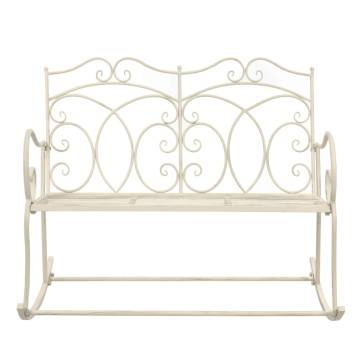 Antique White Garden Bench - Elegant Wrought Iron Design