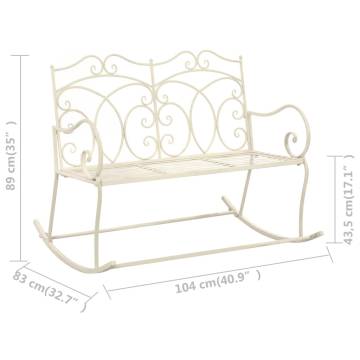 Antique White Garden Bench - Elegant Wrought Iron Design