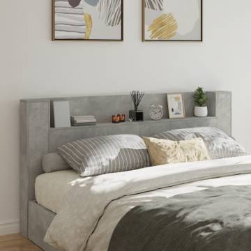 Headboard Cabinet with LED Concrete Grey - Modern Design