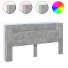 Headboard Cabinet with LED Concrete Grey - Modern Design