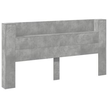 Headboard Cabinet with LED Concrete Grey - Modern Design