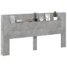 Headboard Cabinet with LED Concrete Grey - Modern Design