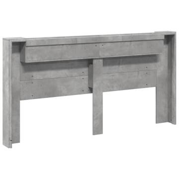 Headboard Cabinet with LED Concrete Grey - Modern Design