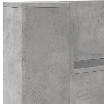 Headboard Cabinet with LED Concrete Grey - Modern Design