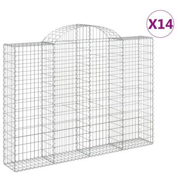 Arched Gabion Baskets - 14 pcs Galvanised Iron for Garden