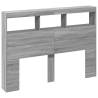 Stylish Headboard Cabinet with LED - Grey Sonoma 140x17x102 cm