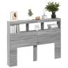 Stylish Headboard Cabinet with LED - Grey Sonoma 140x17x102 cm