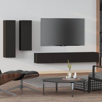 4 Piece Black TV Cabinet Set - Stylish & Functional