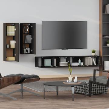 4 Piece Black TV Cabinet Set - Stylish & Functional