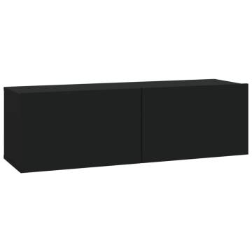 4 Piece Black TV Cabinet Set - Stylish & Functional