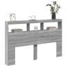 Headboard Cabinet with LED Grey Sonoma | Stylish Storage 160x17 cm