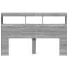 Headboard Cabinet with LED Grey Sonoma | Stylish Storage 160x17 cm