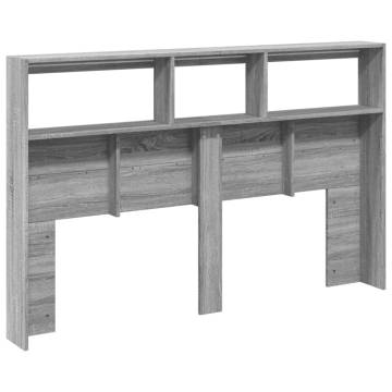 Headboard Cabinet with LED Grey Sonoma | Stylish Storage 160x17 cm