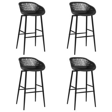 Stylish Black Bar Chairs Set of 4 - Hipomarket UK