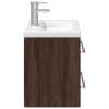 Stylish Bathroom Sink Cabinet with Built-in Basin - Brown Oak