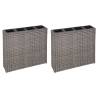 Garden Raised Bed with 4 Pots 2 pcs Poly Rattan Grey(2x45426) Colour grey Quantity in Package 1 Number of pockets 8 