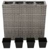 Garden Raised Bed with 4 Pots - Grey Poly Rattan Set