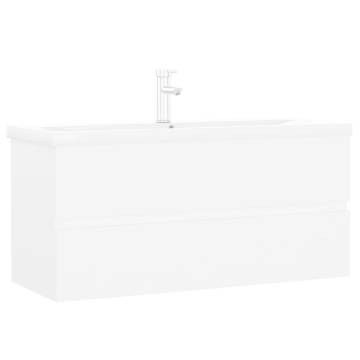 Stylish Sink Cabinet with Built-in Basin - White Engineered Wood