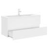 Stylish Sink Cabinet with Built-in Basin - White Engineered Wood