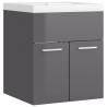 High Gloss Grey Sink Cabinet with Built-in Basin | Hipo Market