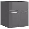 High Gloss Grey Sink Cabinet with Built-in Basin | Hipo Market