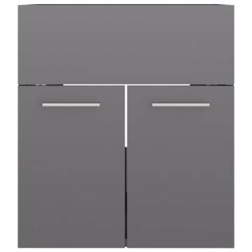 High Gloss Grey Sink Cabinet with Built-in Basin | Hipo Market