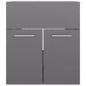 High Gloss Grey Sink Cabinet with Built-in Basin | Hipo Market