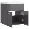 High Gloss Grey Sink Cabinet with Built-in Basin | Hipo Market