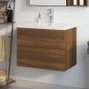 Sink Cabinet with Built-in Basin Brown Oak Engineered Wood Colour brown oak Size 60 x 38.5 x 45 cm Quantity in Package 1 Model with faucet & drain 