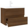 Elegant Sink Cabinet with Built-in Basin | Brown Oak - HipoMarket