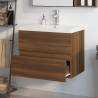 Elegant Sink Cabinet with Built-in Basin | Brown Oak - HipoMarket