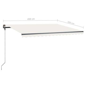 Retractable Freestanding Awning 450x300 cm in Cream - Hipomarket