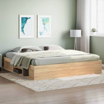 Sonoma Oak Bed Frame 200x200 cm - Modern & Practical Design