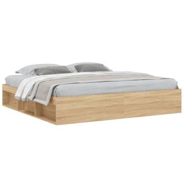 Sonoma Oak Bed Frame 200x200 cm - Modern & Practical Design