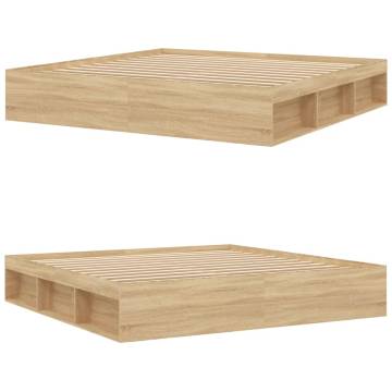 Sonoma Oak Bed Frame 200x200 cm - Modern & Practical Design