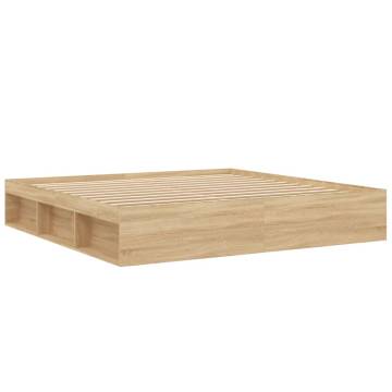 Sonoma Oak Bed Frame 200x200 cm - Modern & Practical Design