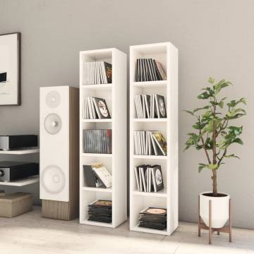 High Gloss White CD Cabinets - 2 pcs | Hipomarket