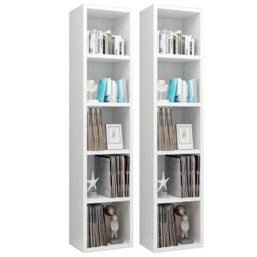 High Gloss White CD Cabinets - 2 pcs | Hipomarket