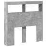 Stylish Headboard Cabinet with LED - Concrete Grey