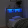 Stylish Headboard Cabinet with LED - Concrete Grey