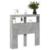 Stylish Headboard Cabinet with LED - Concrete Grey