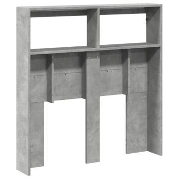 Stylish Headboard Cabinet with LED - Concrete Grey