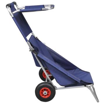 Portable Foldable Beach Trolley with Wheels - Blue