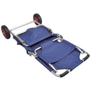 Portable Foldable Beach Trolley with Wheels - Blue